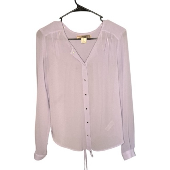 Forever 21 Tops - F21 Love21 Lavender long sleeve sheer button down blouse size XS